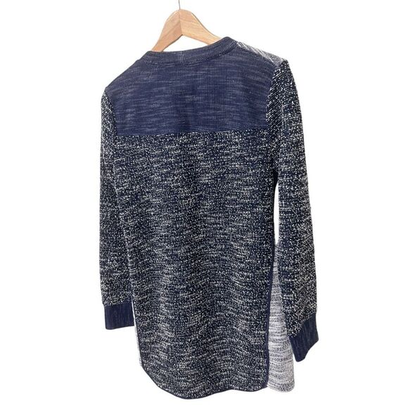 BCBGeneration Colorblock Women Dark Navy White 3d Textured Knit Sweater Dress S - Picture 9 of 13